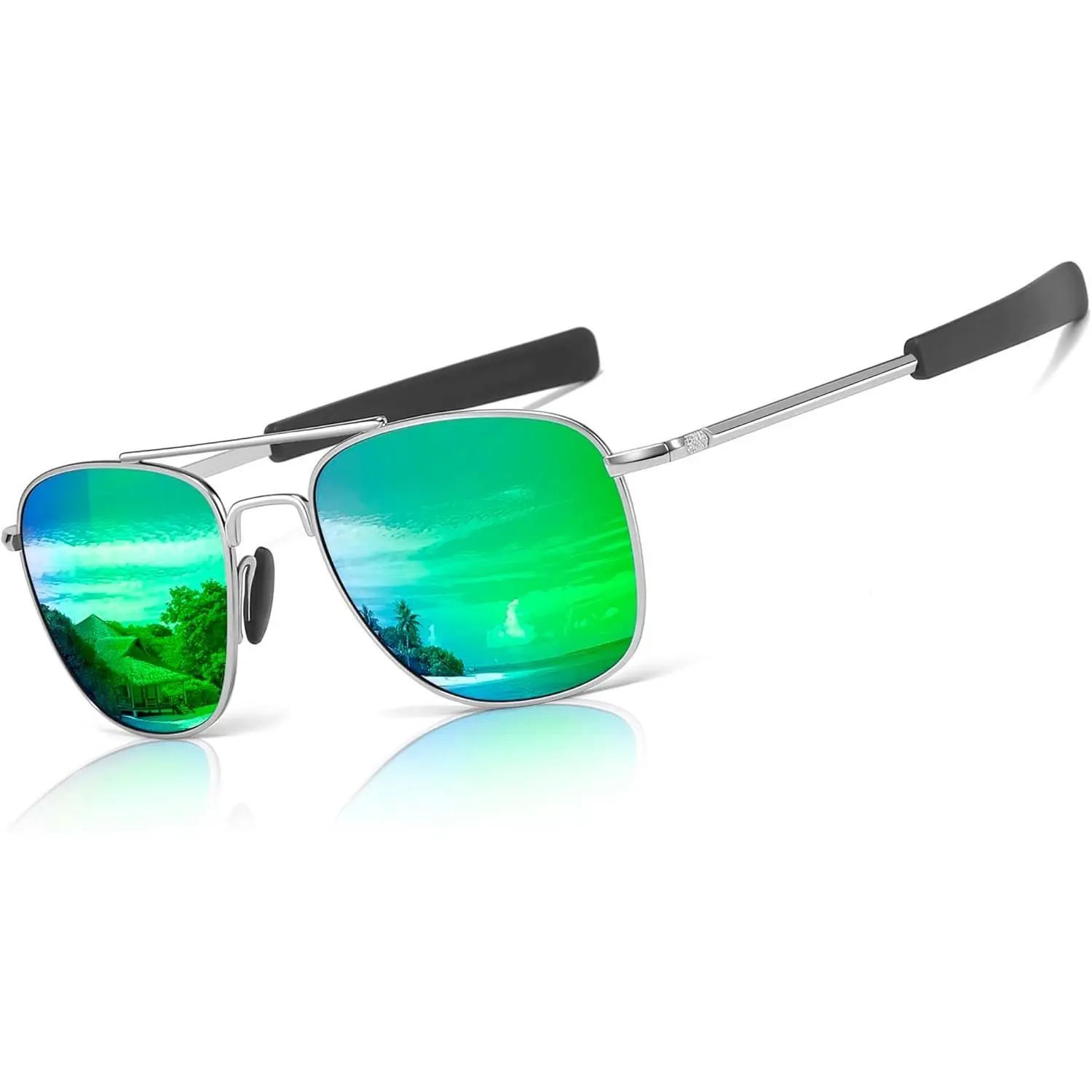 Men's Military-Style Polarized 48x55mm Aviator Shape Tac Lenses Pilot Sunglasses with Bayonet Temples, Ideal for Male Outdoor Wear, Polarized Eyewear, Polarizing Sunglasses