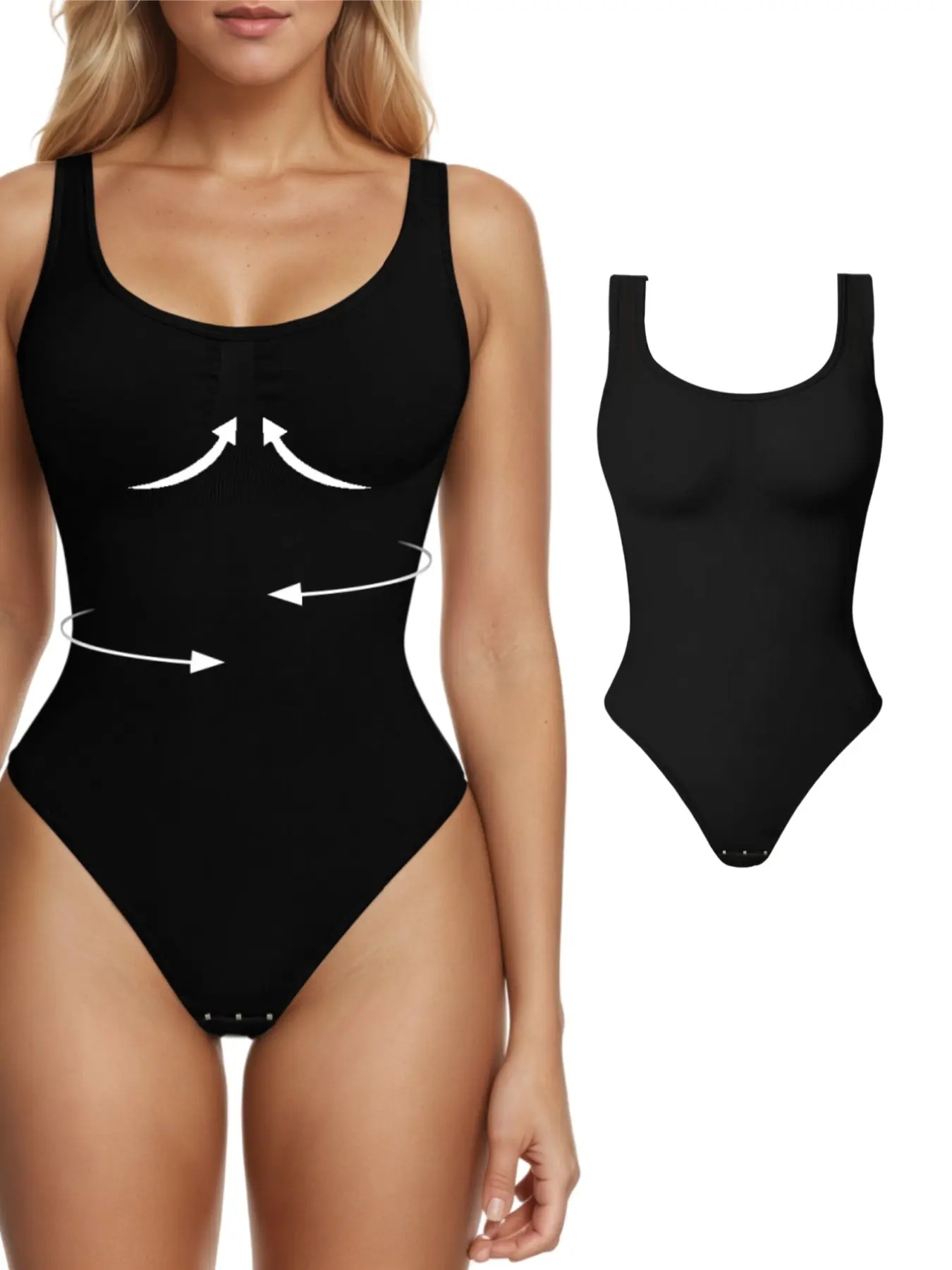 Women's Ribbed Waist Control Shapewear Bodysuit, Sleeveless Seamless Comfortable Slim Fit, Soft Elastic Fabric, Perfect for All Seasons, Compression