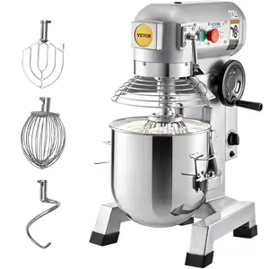 VEVOR Commercial Food Mixer, 15Qt Commercial Mixer with Timing Function, 500W Stainless Steel Bowl Heavy Duty Electric Food Mixer Commercial with 3 Speeds Adjustable 113/184/341 RPM, Dough Hook Whisk