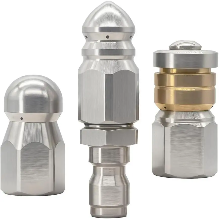3 count Sewer Jetter Nozzle, Stainless Steel Rotary Button nozzle, High  Drain Jetter Hose Nozzle, Fits 1/4''  Connector, 5000 Psi