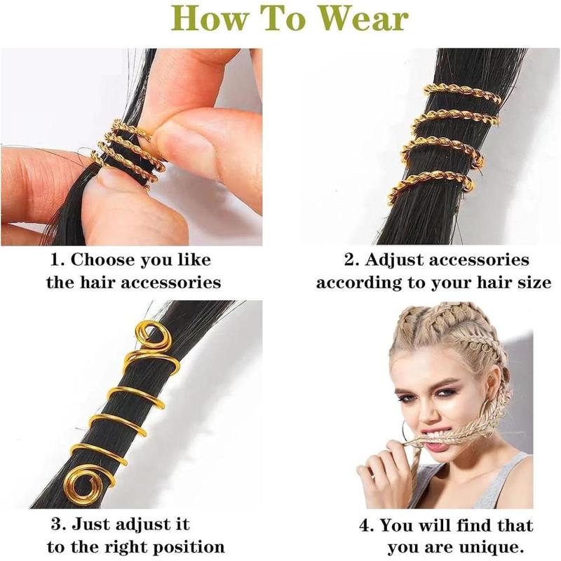 Exquisite Hair Jewelry Set – Multi-Style Dreadlock & Braiding Accessories, High-Quality Metal Construction, Flexible and Adjustable Beads, Ideal for Party Hairstyling and Holiday Gifting Secure Hold Duckbill Clips French Twist Side Comb Large Frosted Oval