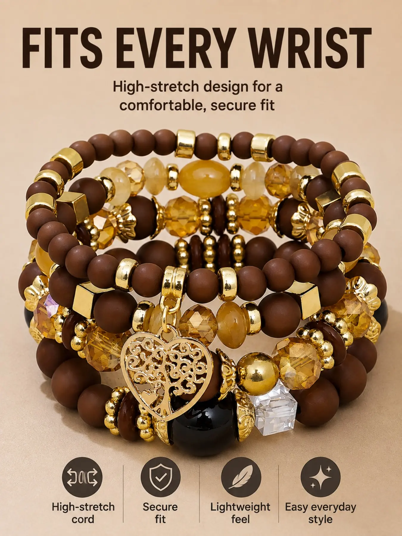 Boho Bracelet Set Stackable Layered Bracelets for Women, Colorful Heart Beaded Bracelets, December Birthstone Inspired Jewelry, Handmade Multi Layer Bracelet Set, Festival Party Vacation Everyday Outfit, Gift for Her, Bohemian Jewelry