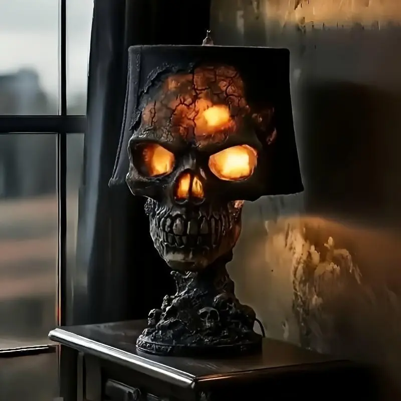Halloween Lava Skull Lamp, Handmade Volcanic Rock Night Light, Horror Home Party Garden Decor, Create Mystical Dark Atmosphere