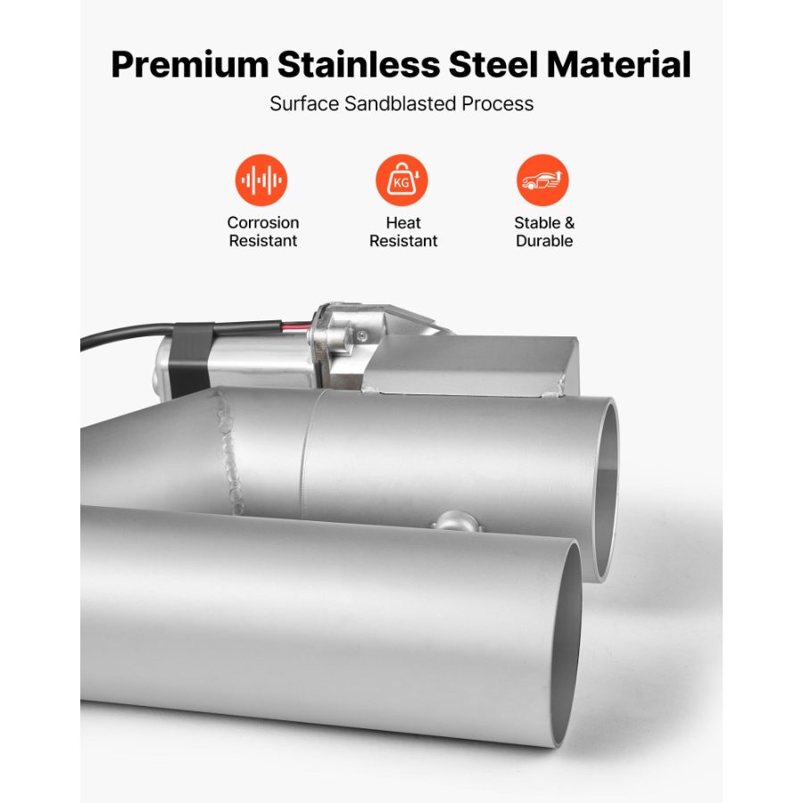 VEVOR Electric Exhaust Cutout, 2.5 Inch 2PCS Universal Stainless Steel Exhaust Valve Kit with One Controller Remote Kit, Cut Out Valve, Y Pipe, Remote Control, Fits Trucks, Sedans, Sports Cars, SUVs