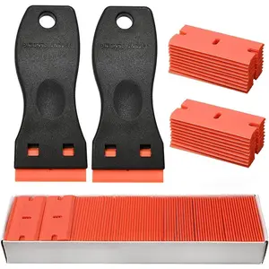 Sticker Scraper Tool Set include 120 Pcs 1.5 Inch Scraper Blades + 2 Pcs Razor Blade Scraper for Auto Vinyl Wrap Window Tint Glue Remove Scraper