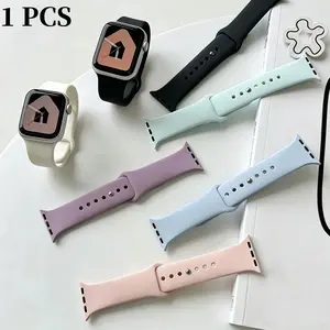 1pc Men Women Fashionable Soft Silicone Sports Studs Watch Strap Comfortable Adjustable Waterproof Wristband, For Apple Watch Band 38/40/41/42/44/45/46/49mm, For Apple Watch Series Ultra/SE/11/10/9/8/7/6/5/4/3/2/1, Intelligent Watch Accessories