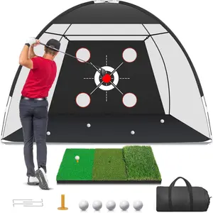Golf Net 10x7 Feet with Golf Practice Pad, Backyard Swing Aid Net, Target Chipping Training, Indoor Outdoor, Gift for Men/dad