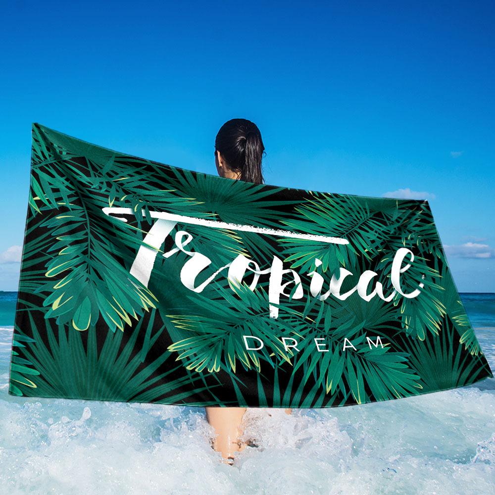 Quick-drying printed beach towel Adult microfiber seaside sunscreen absorbent towel Outdoor swimming bath towel