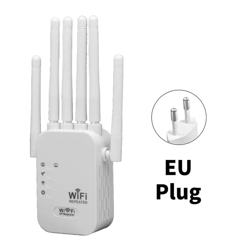 WiFi Extender, 1200Mbps Dual Band 2.4GHz/5GHz Signal Booster with 6 High-Gain Antennas, Covers Up to