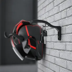 3D Printed Wall-Mount Helmet Rack, Thickened Abs Material, Universal Design, Easy Installation, Ideal for Home Use, Stores Helmets, Keys, Bags, Clothes