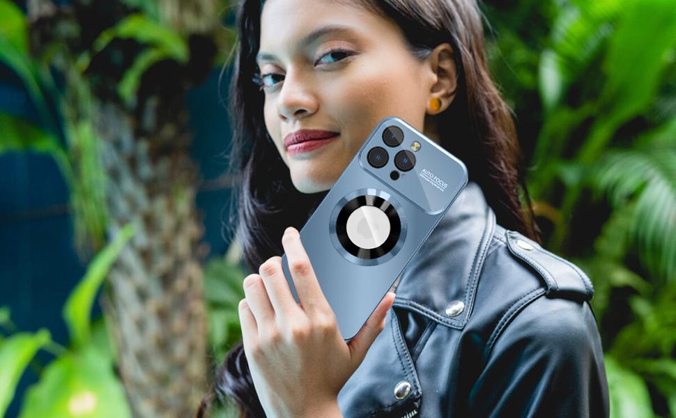 Magnetic for iPhone 17 Pro Max Cases 16 15 14 13 12Pro Max Plus, Compatible with MagSafe, Built-in Camera Lens Protector, Logo View, Military Grade Drop Proof Phone Case Cover case, Purple