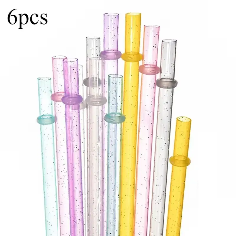 6pcs Reusable Plastic Straws, Fits Multiple Cup Sizes, Suitable for Business and Outdoor Use, Random Colors, Eco-Friendly Drinking Accessories, Tumbler Straws