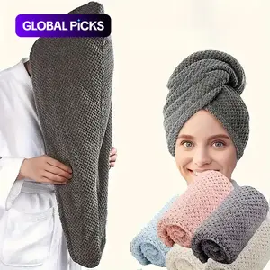 Super Absorbent Microfiber Hair Towels, 300GSM Soft Quick-Dry Hair Drying Cap for Normal Hair, Unscented Curl-Enhancing Textured Hair Wrap Turban with Easy Button-Fastening Design, Bathroom Accessories