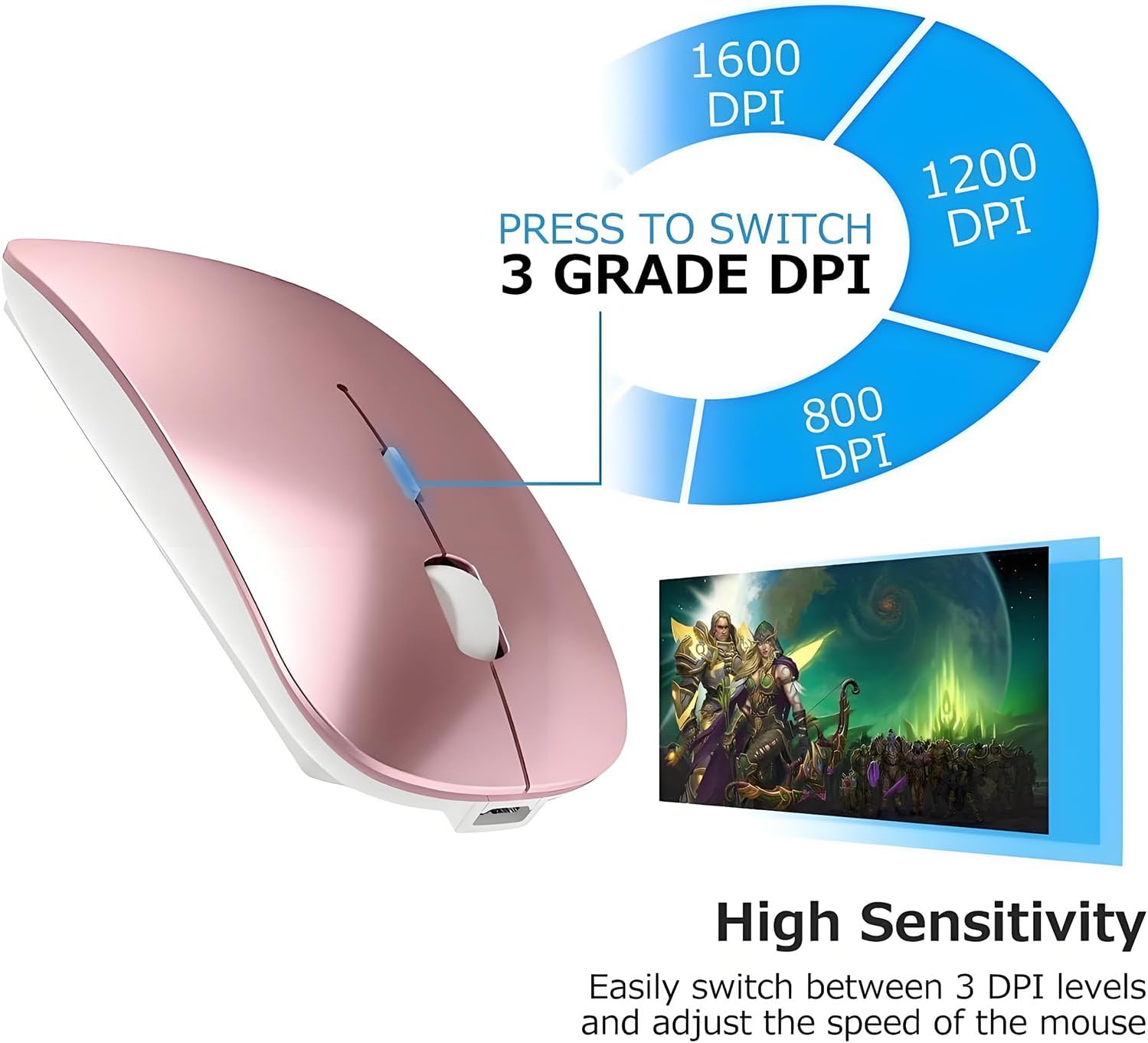 Wireless USB C Mouse for MacBook air MacBook pro,Bluetooth Wireless Mouse for Laptop/PC/Mac/iPad pro/Computer (Rose Gold) Wireless USB C Mouse for MacBook air MacBook pro,Bluetooth Wireless Mouse for Laptop/PC/Mac/iPad pro/Computer (Rose Gold)