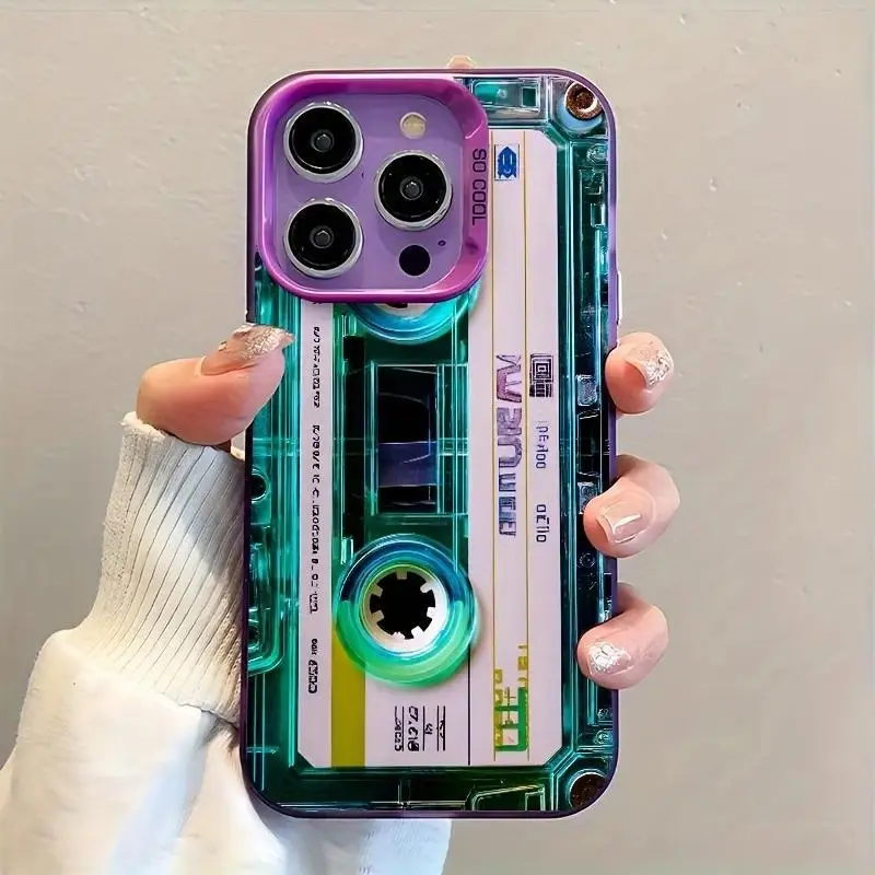 Unique blue-green transparent tape creative design phone case, matte back protective case, suitable for iPhone 17/16/15/14/13/12/11/X/XS/XSMAX/XR/7P/8P/16E/17E, stylish and full of youthful vibe, suitable as a holiday gift for friends, family, or yourself