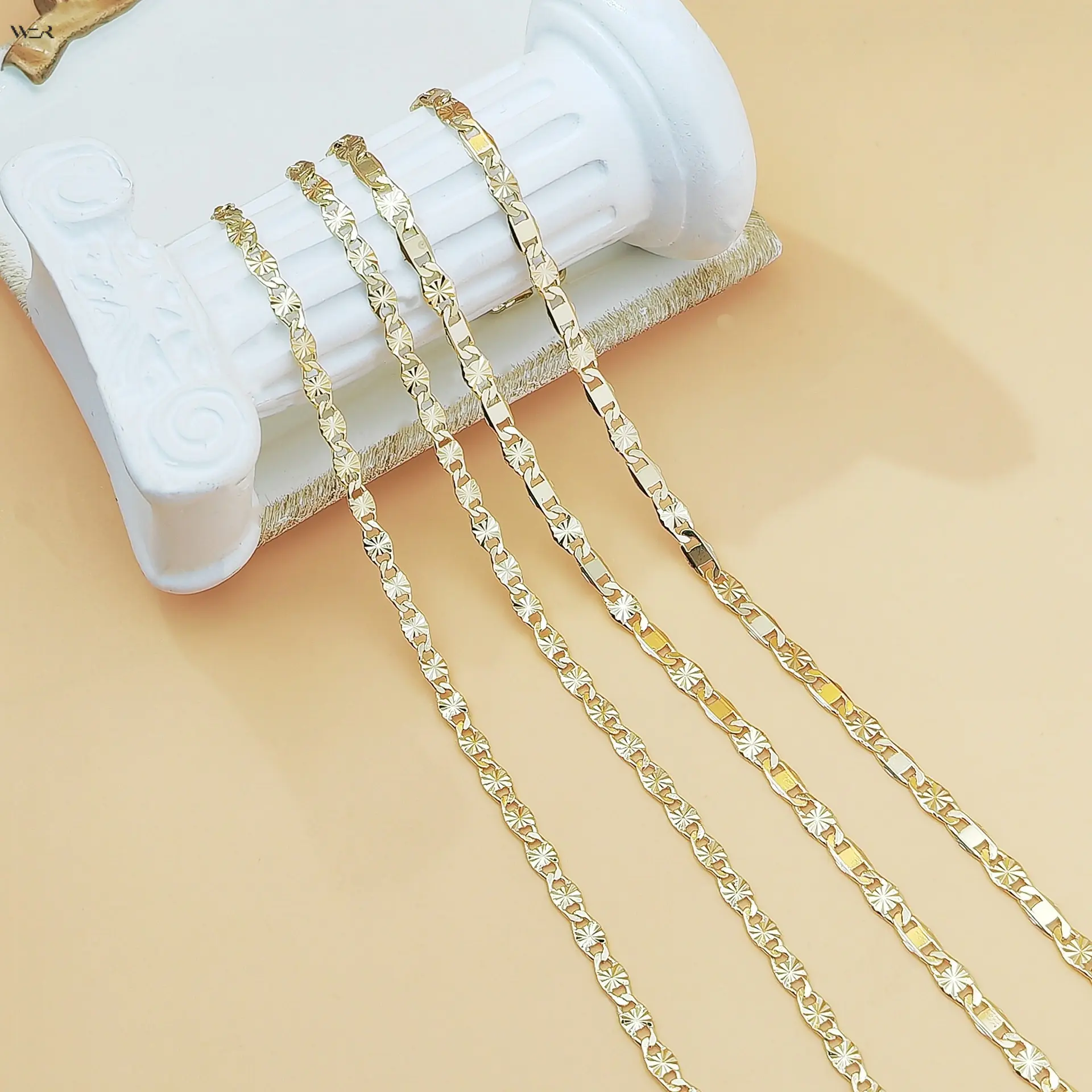 Two Tone Gold Silver Patterned Link Necklace Flower Sunburst Design 45cm 60cm Elegant Lightweight Comfortable Versatile Daily Wear Party Special Occasion Gift Women Girls Fashion Jewelry Accessory