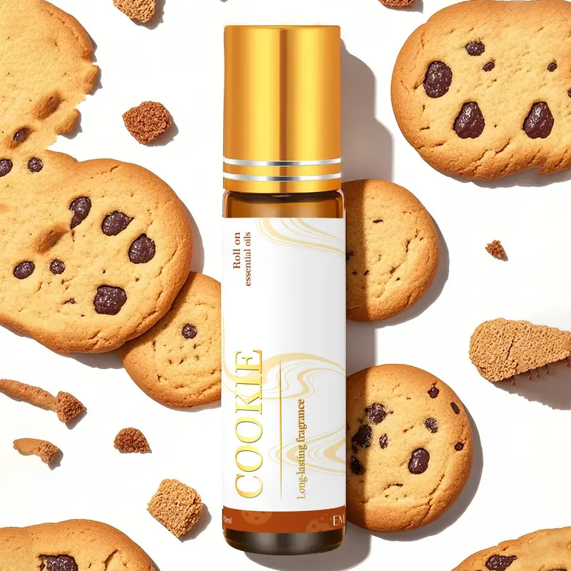 10ML Cookie Roller Fragrance Oil, Gift Box Included, Food-Safe Scent, Massage Oil, Alcohol-Free, Long-Lasting, Home Decor, DIY Soap/candle, Home Fragrance Oils