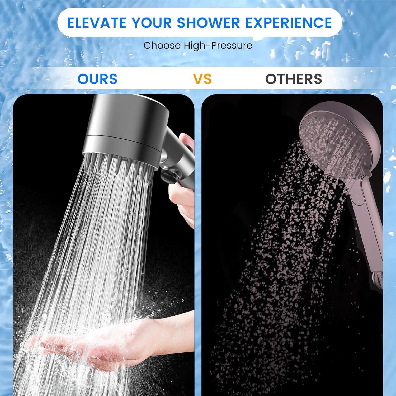 Enjoy A Home Spa Shower Experience With This 9-Piece Pressurized Shower Head Set, Featuring An Ionized Cool Mist Shower Mode And A One-Touch Water Shut-Off Function. Includes A Water Jet Function, Stainless Steel Hose, Punch-Free Bracket And 6 Filters.