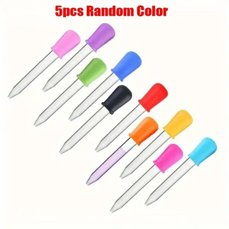 5pcs random color Small Silicone Plastic Pipette Dropper Feeding Medicine Liquid Eye Ear Pipette Dropper School Lab Experiment Supplies