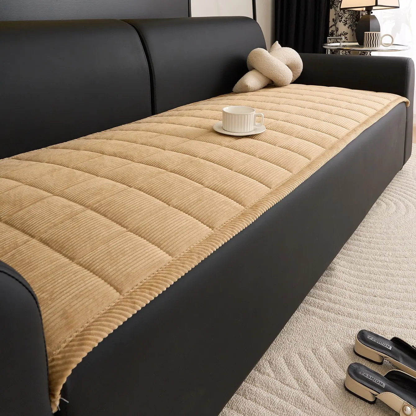 Thick Anti-Slip Office Sofa Cushion, Solid Color Reusable Seat Pad, Classic Style for All Seasons, New Traditional Velvet Couch Pillow
