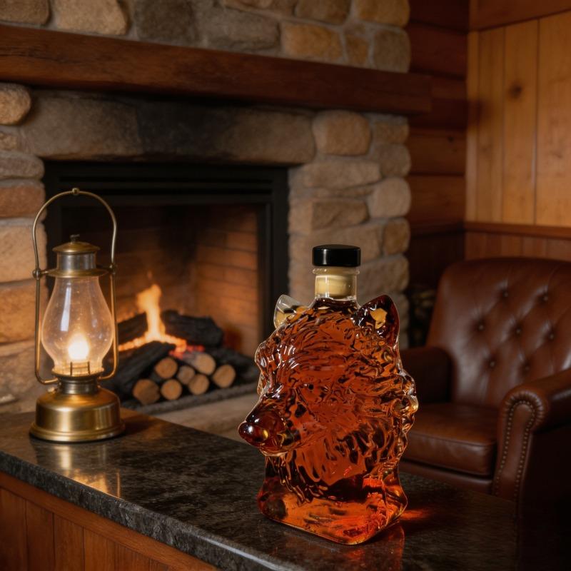 A wolf-shaped whisky bottle decoration, an empty whisky bottle, bar decoration, whisky lover, gift for father, tableware
