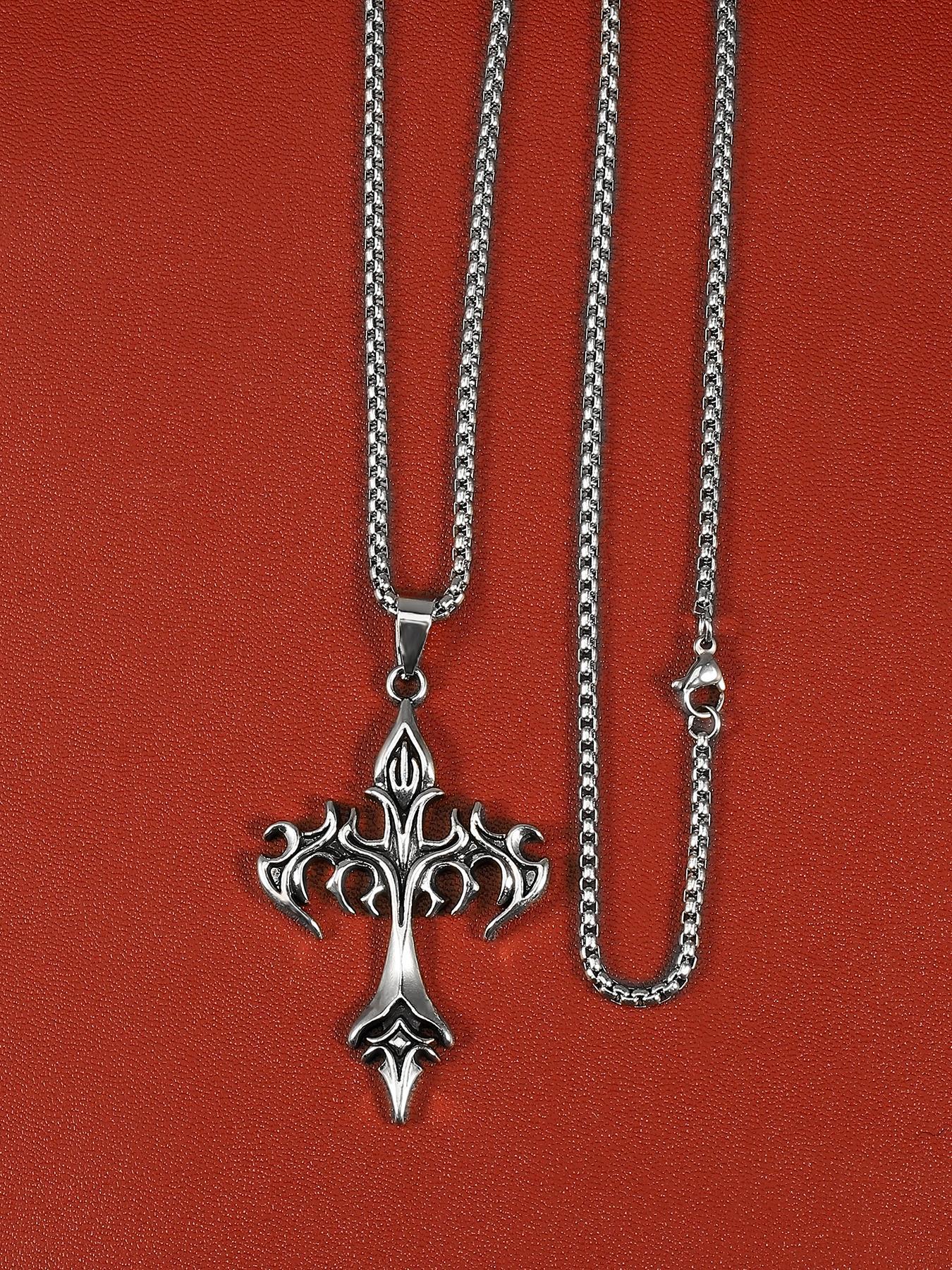 Street Style Cross Pendant Necklace, Stainless Steel Jewelry for Party, Daily Clothing Decor, Trendy All-match & Exquisite Jewelry for Birthday Gift, Cross Necklaces