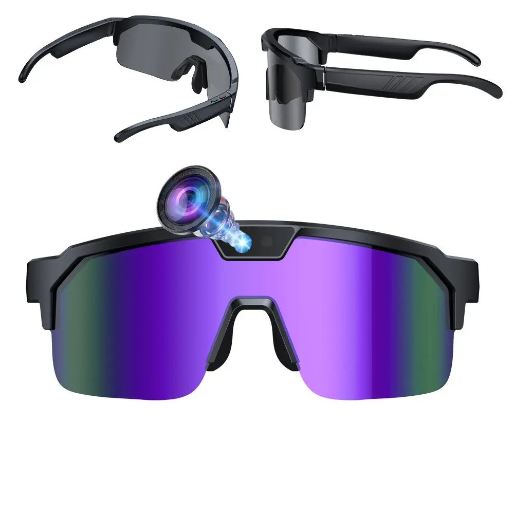 AI Smart Glasses with Video for Sport, 8MP Camera, 4GB Memory Build-in(No TF Card Need),Hands-Free Video Recording , ABS+PC Frame,270Mah Battery, Bluetooth Call ,Music Playback,AI Translation(139 Languages), AI Image Recognition
