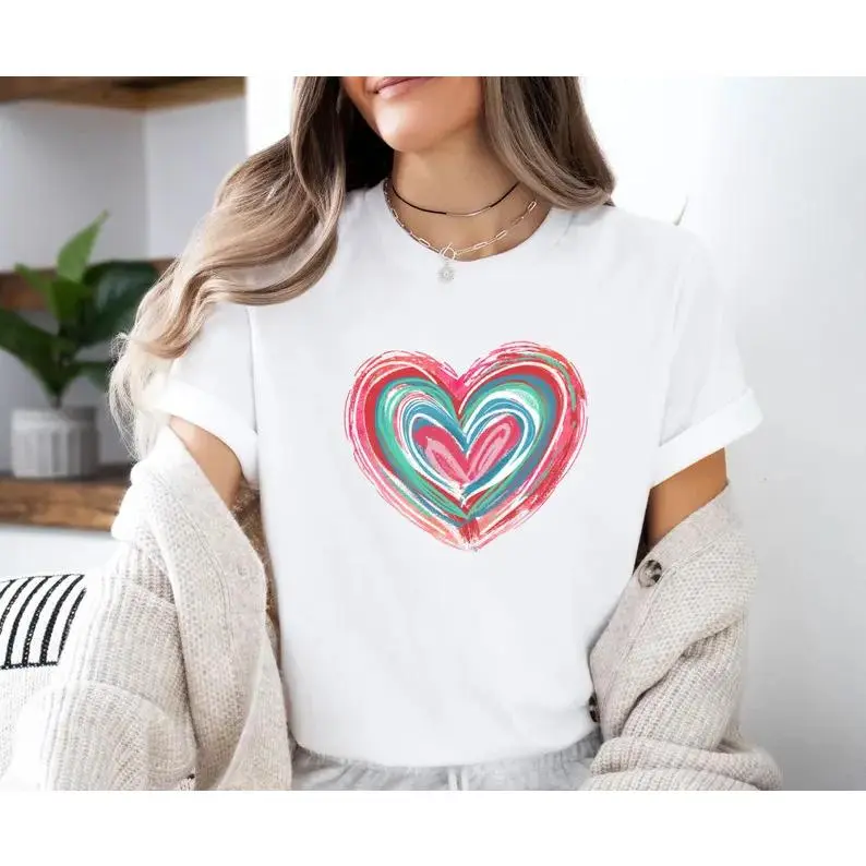 Heart T-shirt, Love Tshirt, Valentines Day Shirt, Heart Love T shirt, Heart Print T-shirt, Heart Gift Shirt, Funny Heart Gifts, Womens Heart