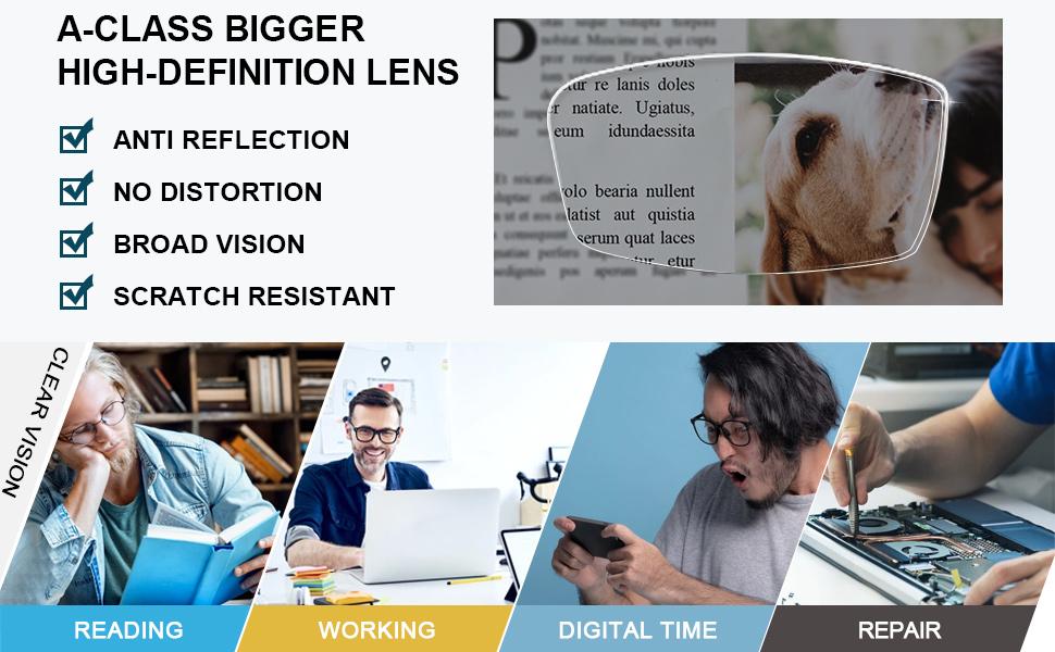 Oversized Square Reading Glasses Men Large Readers Big Face 1.0 1.25 1.5 1.75 2.0 2.25 2.5 2.75 3.0 3.5 4.0 5.0 6.0 (Black, 1.25)