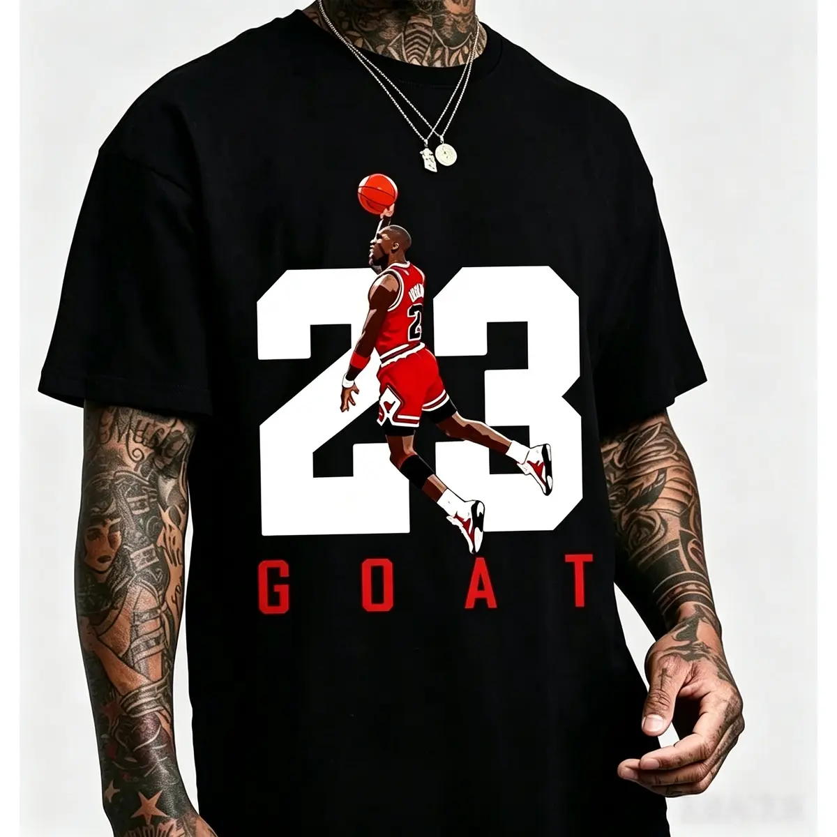 Number 23 Jumpman Tribute T-Shirt – Clean Retro Basketball Tee with Iconic Dunk Pose and Bold Typography for Hoopers & Fans graphic tees men and woman funny shirts,fashion t-shirt   good graphic tees Cotton Menswear Casual Sporty