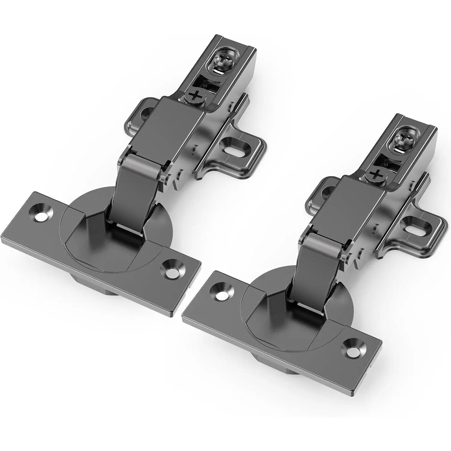 10 count Half Overlay Soft Close Hinges, Clip  Plate, 105 , Silent Hydraulic, Self Closing, Black Frameless European Concealed Hinge for Kitchen Cabinet Door, Wardrobes, and Bookcases