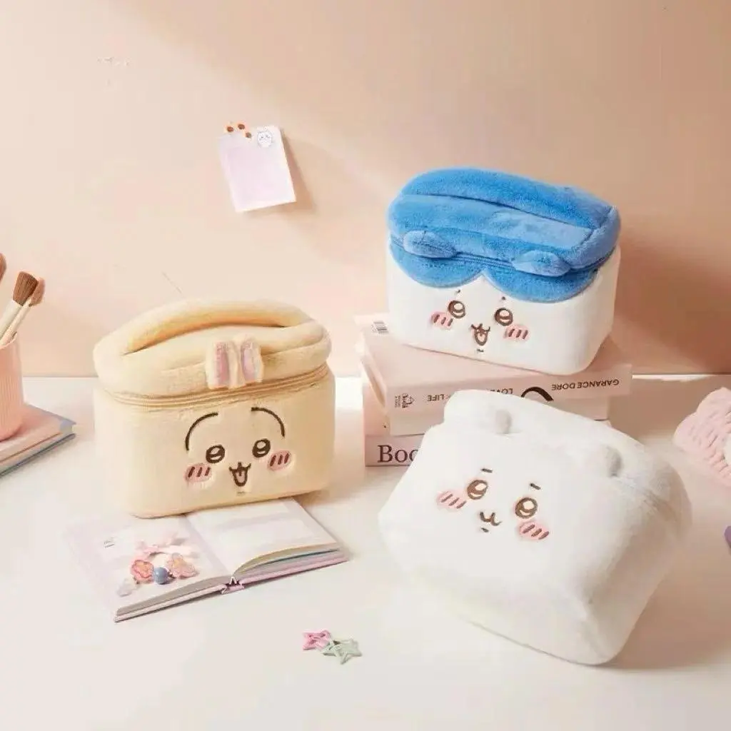 Chiikawa Usagi Plush Makeup Bag Large Capacity Cosmetics Organizer Cute Kawaii Portable Pouch Hachiware Storage Case Gift