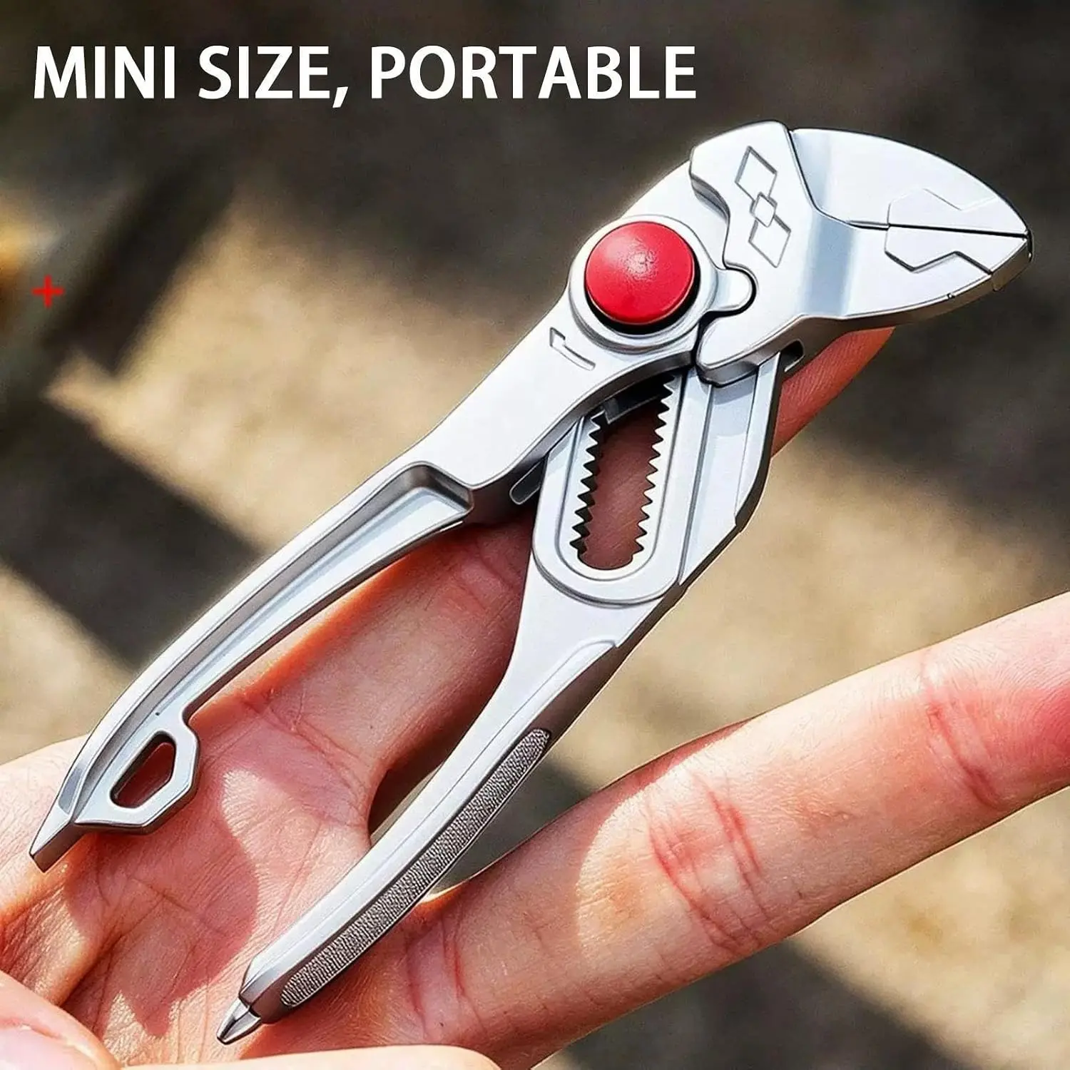 Mini Pliers for Narrow Spaces, 4-Inch Alloy Steel Clamps, 15-Position Lock, V-Shaped Jaw, Multi-Surface Grip, Pocket Size, Portable Pliers, Essential Tool