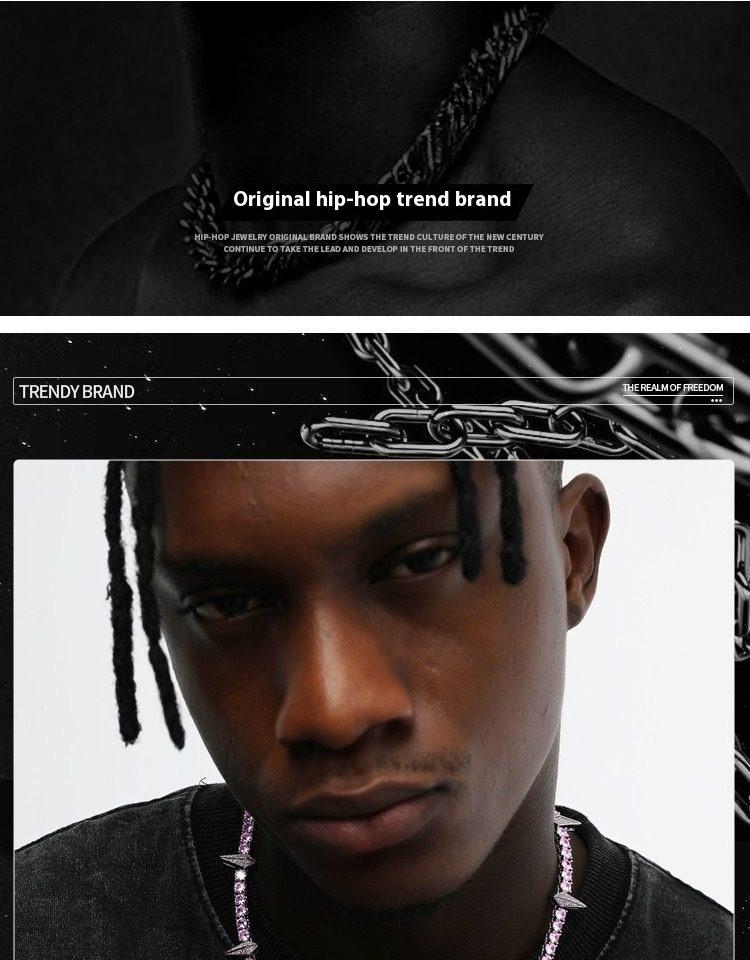 [ICE HUE]18K Gold Vacuum Plated Copper with 5A+ Sri Lanka Zircon Black SpikeNecklace Miami Italy Mexico & Micro Inspired for Women & Men Luxury Jewelry,Daily Wear,Casual Fashion,Gift Idea,,Classic,Minimalist,Simple,Sporty Style