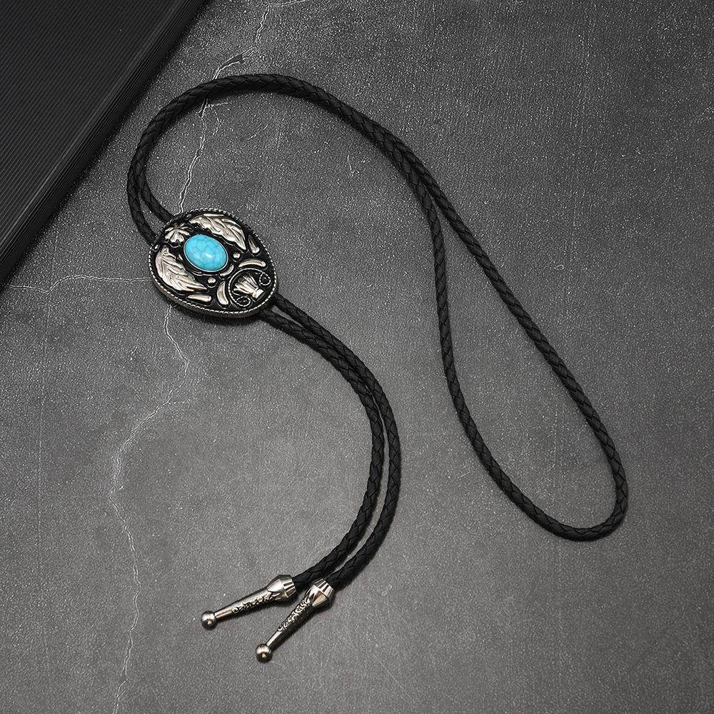 Men's Tie Turquoise Necklace Personalized Indian Western Cowboy Bolo Tie Necklace for Men and Women Couples Party Tie Daily Work Tie Pre-tied Bow Tie