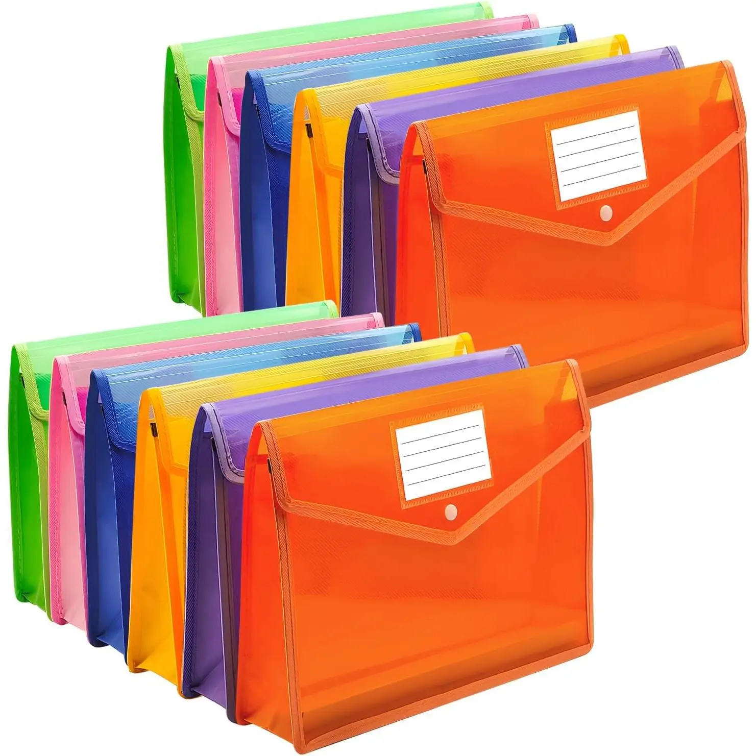 Plastic Expanding File Folder, Envelope Folders for Documents,  Transparent Expandable File Folder, Large Capacity, Fit Letter/A4 Size (Multicolor-6 Pack)