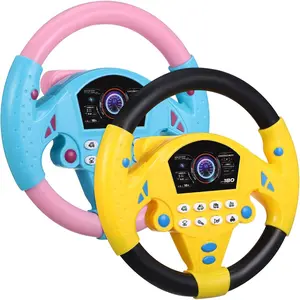 Steering Wheel Toy - 2PCS Simulated Driving Racing Car Game Toy, Driving Controller Early Education Pretend Driving Steering Wheel with Light Music , Gifts For Son &Daughter