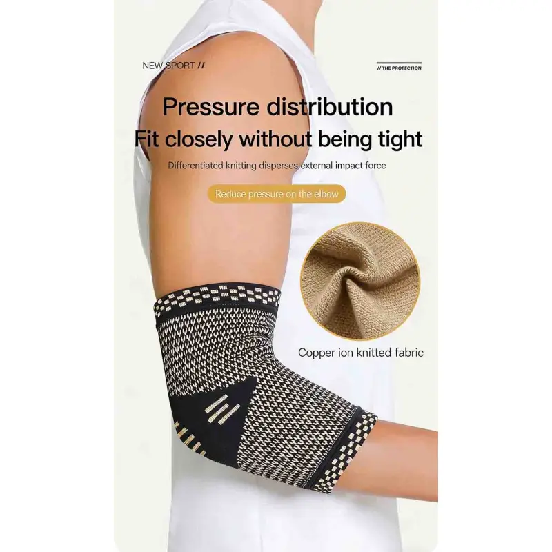 Outdoor sports copper fiber joint protection basketball volleyball fitness breathable elbow brace elastic compression copper ion protective gear