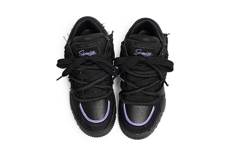 Vintage Distressed Black Platform Sneakers |   Goth Aesthetic Shoes