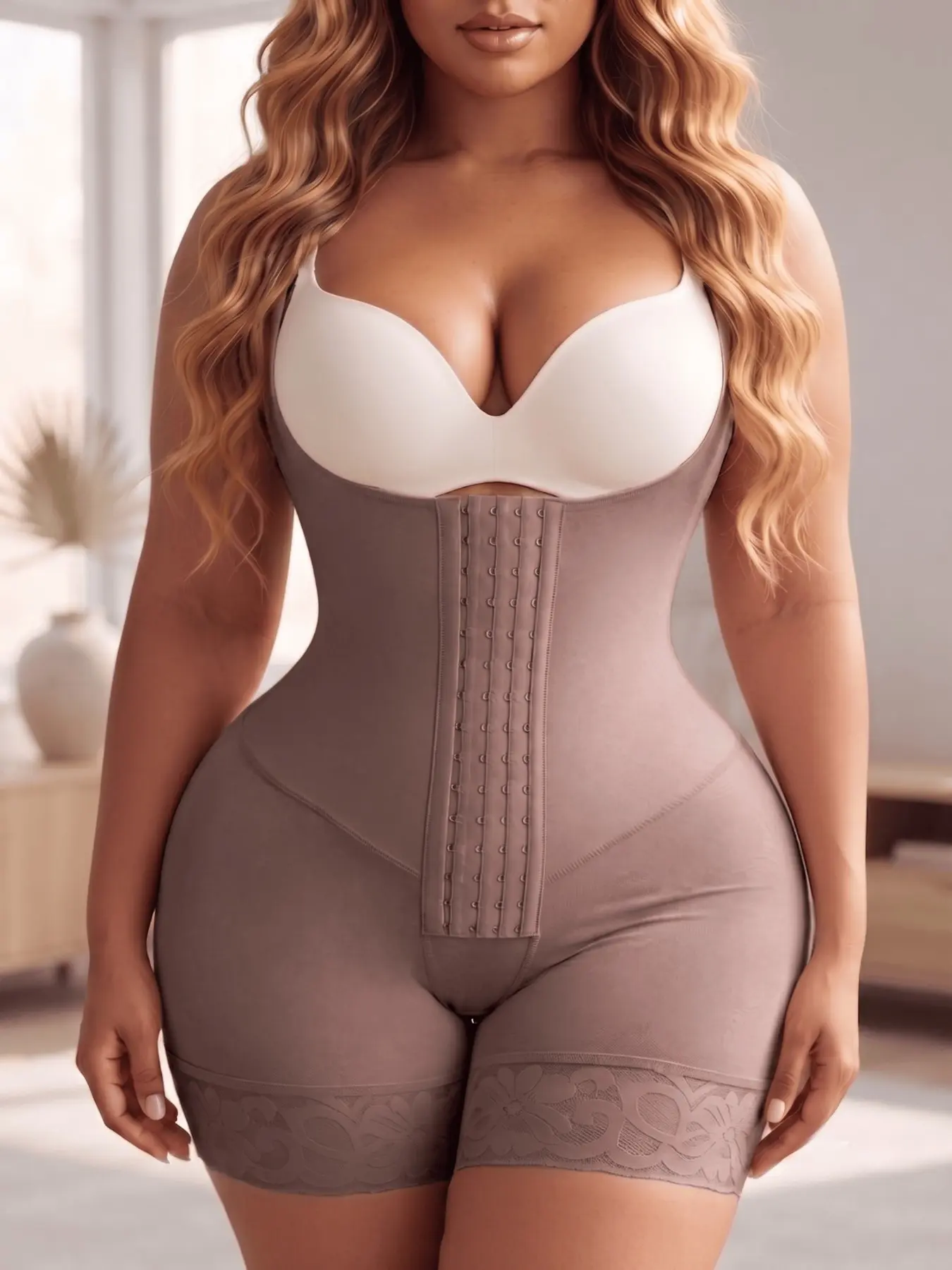 1 Count Women's Sexy Four Rows Hooks Open Bust Body Shapewear, Colombian Shapewear, Fajas, Open Crotch Design Tummy Control and Butt Lifting Bodysuit, High Elastic Breathable Tight Fit Jumpsuit, Suitable for Sports & Yoga & Training