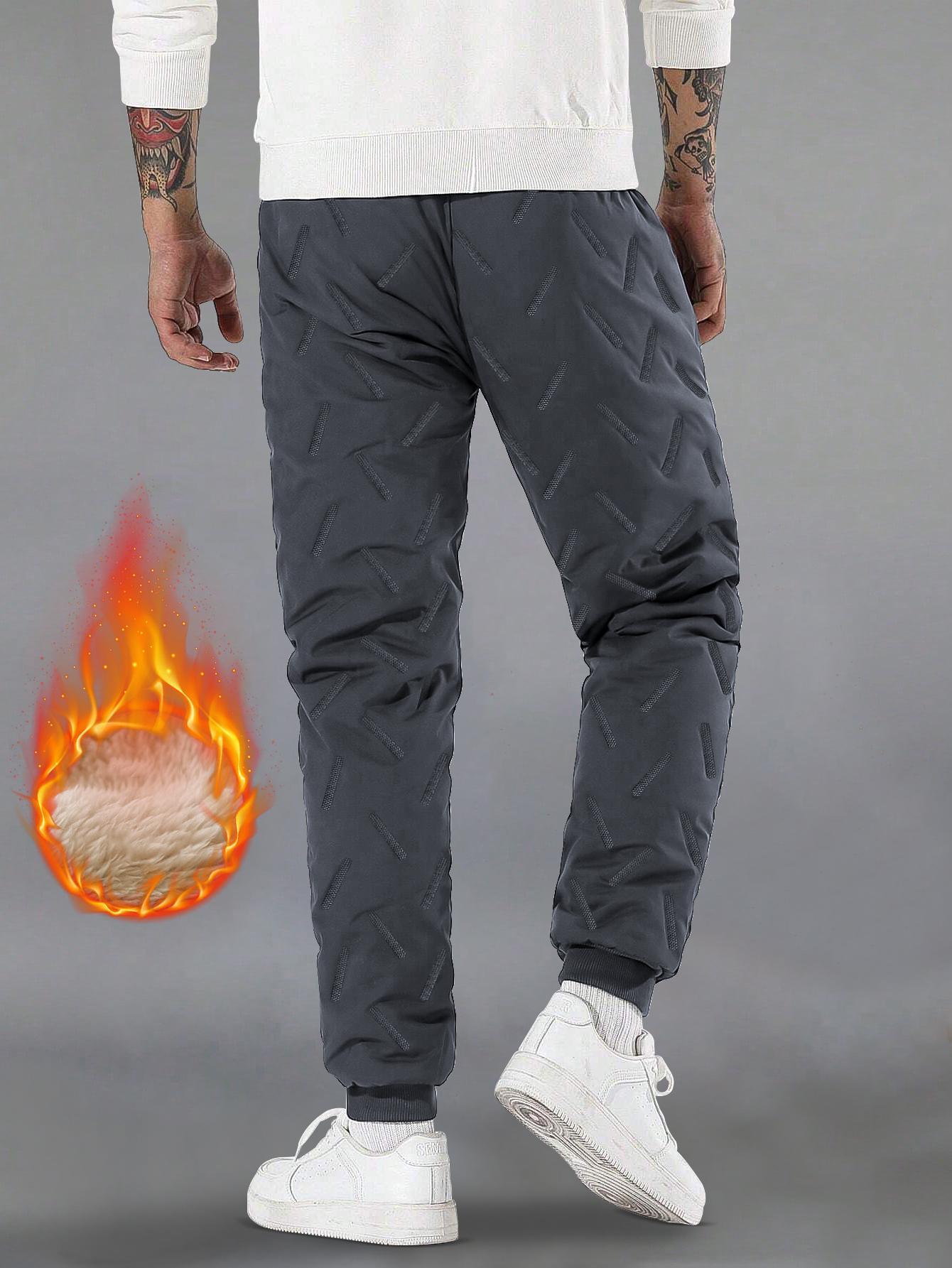Men's thick woolen warm work pants Waterproof and windproof multi pocket zipper straight leg cotton pants Elastic waisted oversized loose outdoor cold resistant pants Men's thick woolen warm work pants Waterproof and windproof multi pocket zipper straight leg cotton pants Elastic waisted oversized loose outdoor cold resistant pants