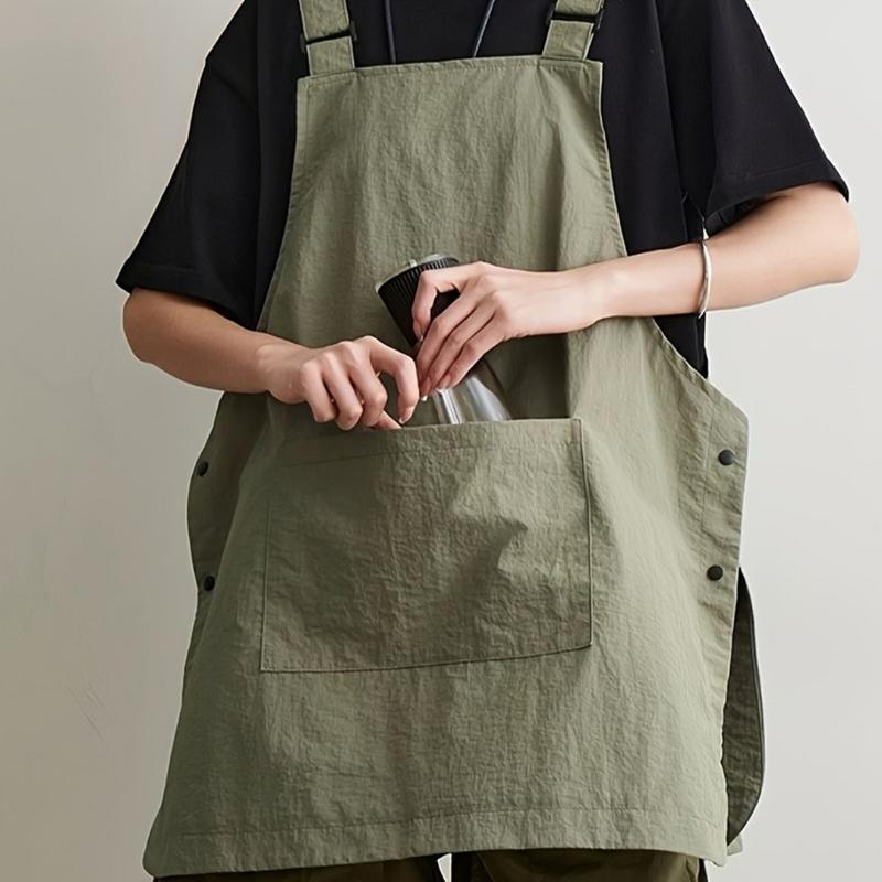 Japanese Waterproof Apron, Unisex Kitchen & Coffee Shop Workwear, Dual-Sided Design, Pockets for Storage, Back-To-School Season Essential