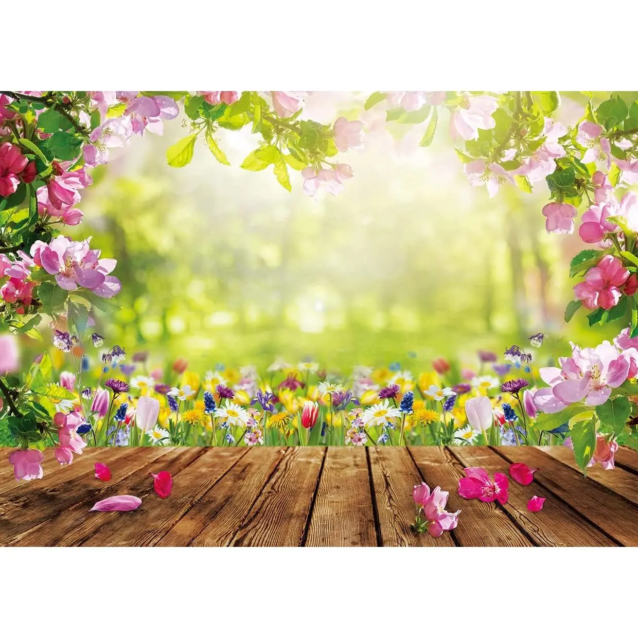 7x5FT Spring Backdrop Spring Backdrops for Photography Floral Backdrop Wall Nature Scenery Banner F43