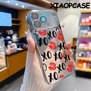 Transparent Electroplated Cellphone Cover for iPhone 17 Pro Max/16/15 Plus/14/13/12/11, Red Lip XO Pattern All-Inclusive Lens Anti-Drop Protection Cover,Ultra-Thin Design|Perfect for Everyday Use Protector