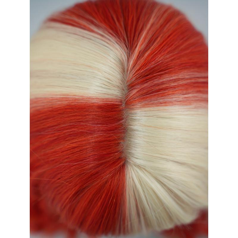 1pc Women's Synthetic Wig - Red & Blonde Two-Tone, Natural Looking Lace-Free Hairpiece, Heat Resistant Synthetic Fiber Wig for Parties, Everyday & Special Events - Easy Maintenance & Damage-Free Styling, Party Hairpiece, Playful Look, Comfo