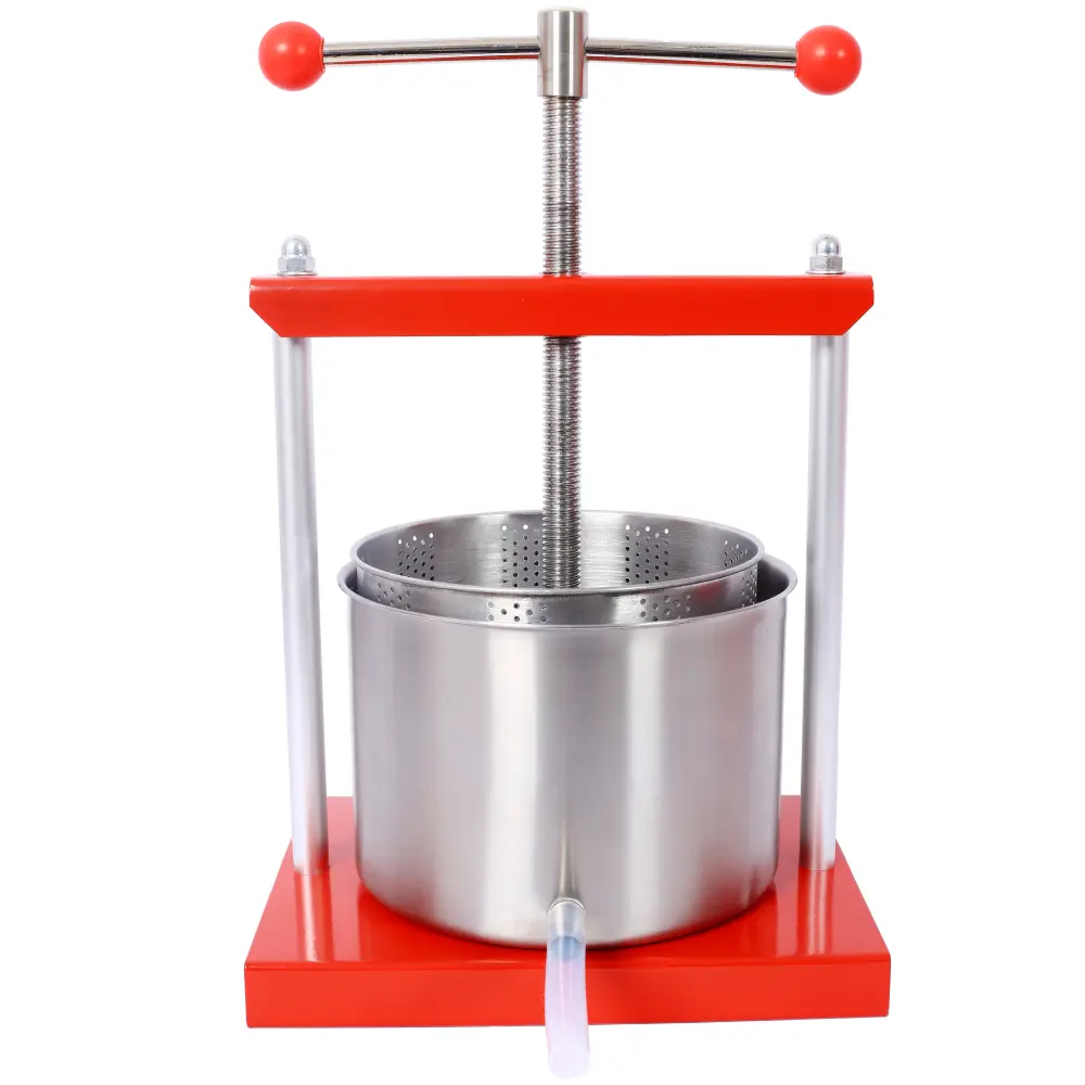 1.6 Gallon Stainless Steel Wine Press Manual Fruit Press Machine, Hand Operated Juice Extractor for Apple Grape Wine Making, Vegetable Press, Olive Oil Press, Heavy Duty Hydraulic Style Barrel Press for Home Brewing, Cider, Farm & Kitchen Use