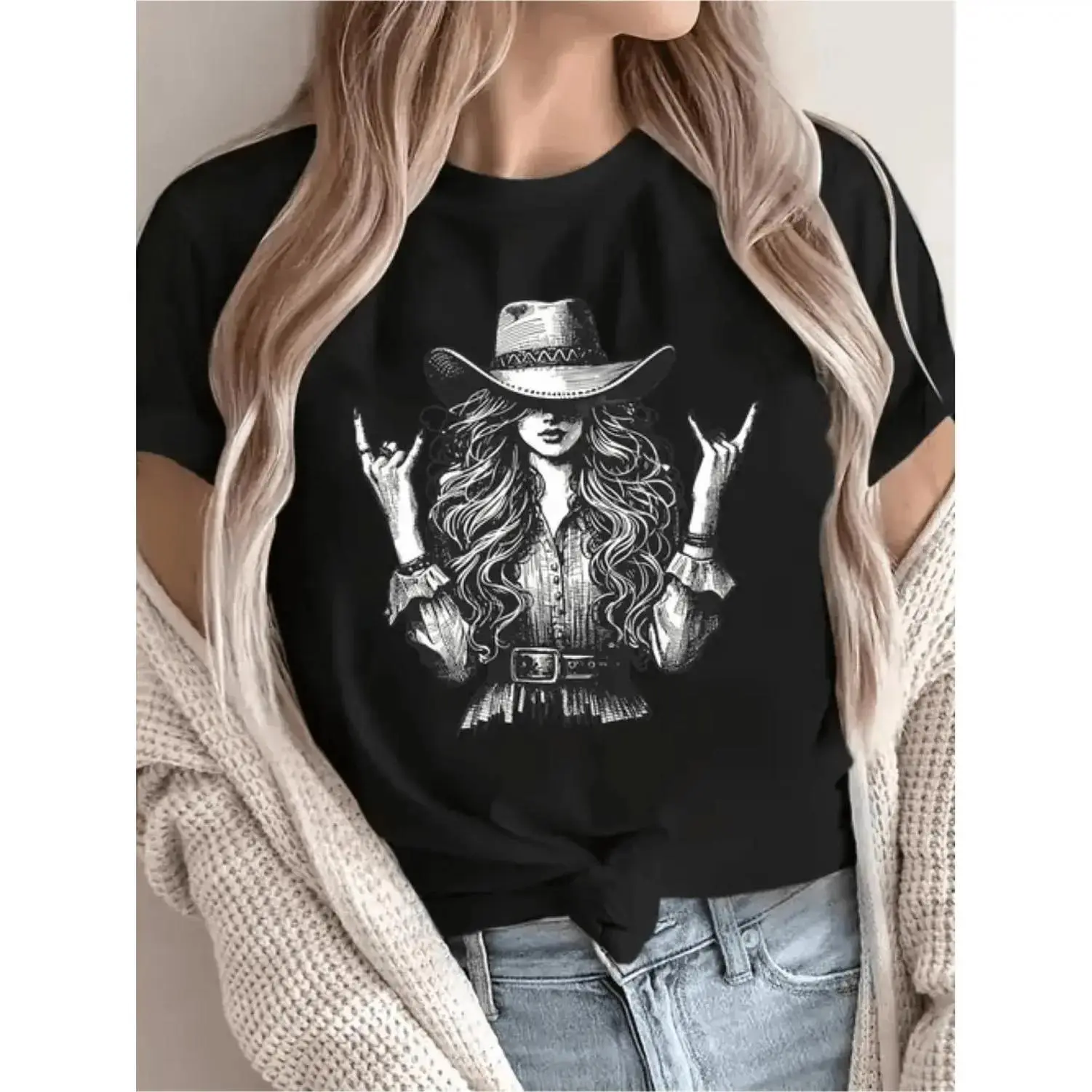 Women's T-Shirt, Comfortable Casual Short Sleeve Crew Neck Solid Top for Summer Outdoor Activities and Travel, Tops