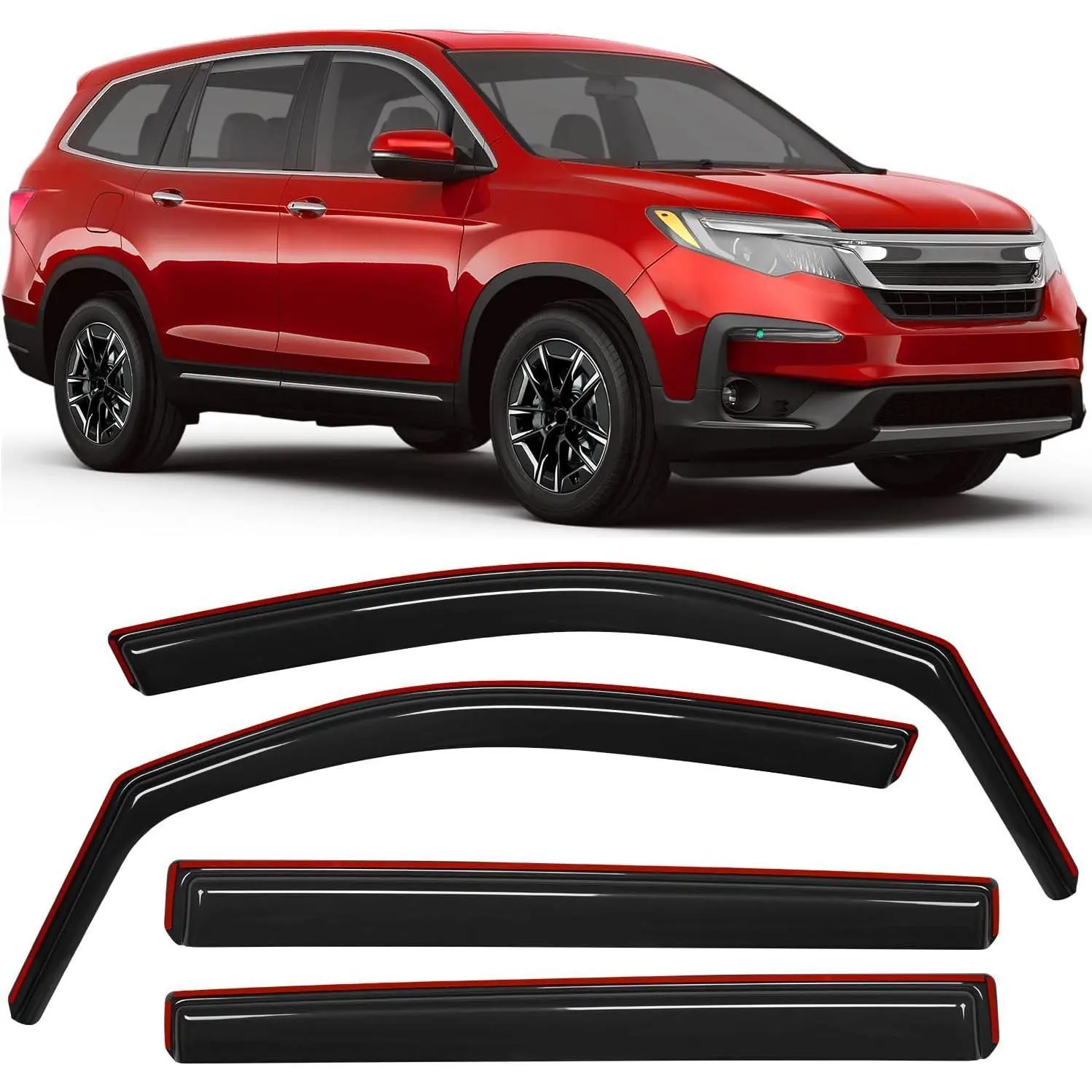 Nilight In-Channel Visor-Mounted Accessories for Honda Pilot 2016-2022, 4PCS Smoke Tinted Sleek Low-Profile Car Window Side Deflectors & Visors, Rain Guards, Car Window Side Window Deflectors & Visors, Rain Deflector Side Window Deflectors & Visors