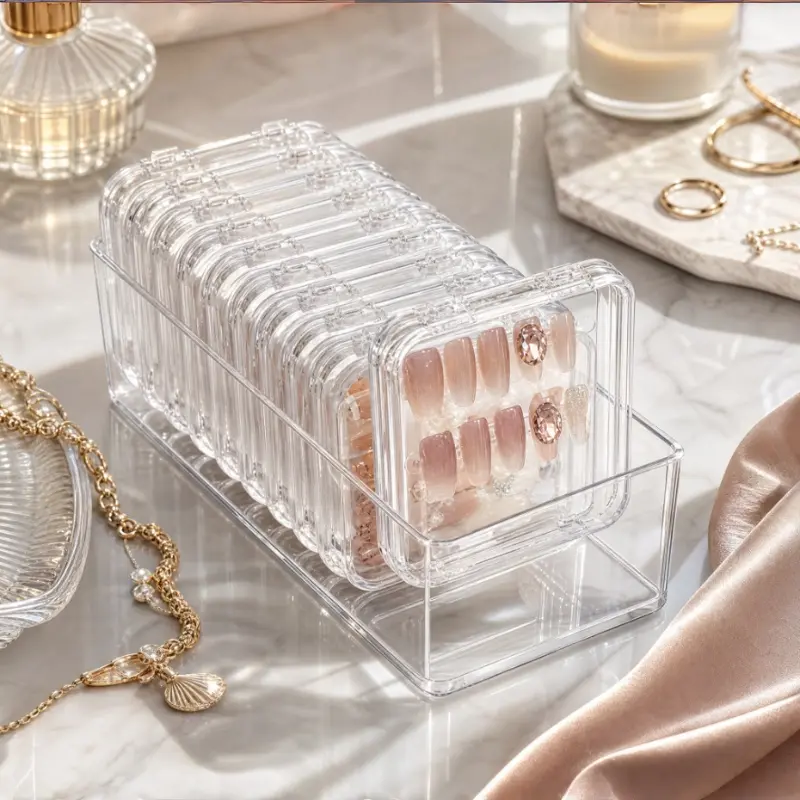 12-slot clear press-type bracelet and bangle storage box for nails, large-capacity plastic organizer, durable, lightweight, and dustproof, perfect for displaying and organizing jewelry