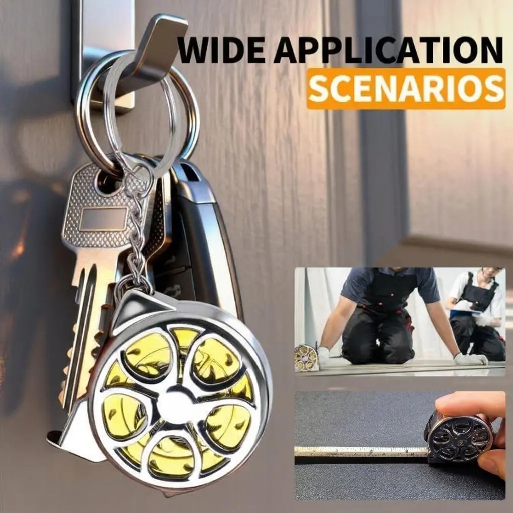 2 Feet Mini Tape Measure Keychain, Silver Color Portable Retractable Tape, Slide Lock, Ideal for Construction, DIY, School, Office, Home Use